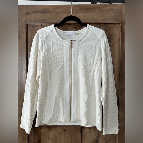 Calvin Klein White Knit Jacket - Picture 2 of 5